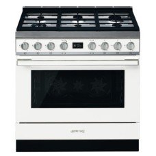 Range Cooker Dual Fuel Pyrolytic Multifunctional Single Cavity 900 mm Smeg Portofino CPF9GPWH - White