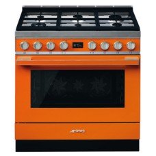 Range Cooker Dual Fuel Pyrolytic Multifunctional Single Cavity 900 mm Smeg Portofino CPF9GPOR - Orange