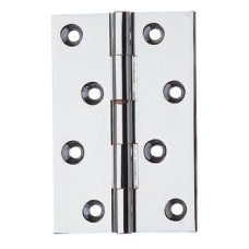 Butt Hinge Unwashered Heavy Gauge 100 x 65 mm Brass Staggered hole pattern Polished chrome