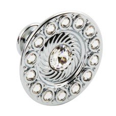 Knob Zinc Alloy with Swarovski Crystal Diamond Polished chrome finish Ø 45 mm