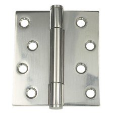 Butt Hinge Concealed Bearing 3 Knuckle Fixed Pin 102 x 89 mm Stainless Steel Staggered hole pattern Square corners satin