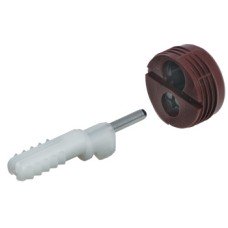 Recessed Connecting Fitting with Dowel Plug for Ø 8 mm Hole Cranked Type With pre-mounted metal locking screw Brown