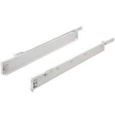 Metal Drawer Sides Single Walled 54 mm High White Häfele Complete with self closing runners with nylon rollers Installed length 550 mm white