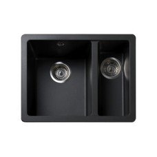Sink 1.5 Bowl Rangemaster Paragon Igneous Granite PAR315 Half bowl on right Ash finish