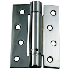 Butt Hinge Sprung 100 x 76 mm Steel Single action closes door automatically Polished chrome