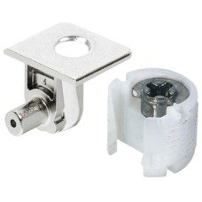 Shelf Connector for Plug Fitting into Ø 5 mm Holes TAB 18 For wood thickness from 16 mm Dim. A 8.0 mm drilling depth X 13.0 m nickel plated