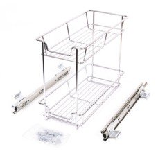 Pull Out Storage Unit Two Tier Chrome Linear Wire Basket For cabinet with hinged door 1 two tier basket included For cabinet width 300 mm basket width 200 mm