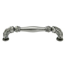 D Pull Handle Zinc Alloy Fixing Centres 128 mm Acanthus Nickel pewter