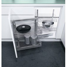 Swing Out Corner Storage Saphir Mesh Chrome Wire Baskets Vauth-Sagel VS COR Fold For cabinet width 800 mm for door width 400 mm right hand