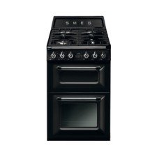 Cooker Dual Fuel Traditional Two Cavity Gas Hob 600mm Smeg Victoria TR62BL - Black enamel