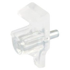 Shelf Support Plug in for Ø 3 mm Hole for 5 mm Glass Shelves Plastic with nickel-plated steel pin Transparent