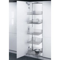 Swing Out Larder Unit For Cabinet Width 450-600 mm Saphir Mesh Baskets VS TAL Gate Centre mounting height adjustable For cabinet width 600 mm basket width 500 mm installed height 1700-1950 mm 5 baskets included