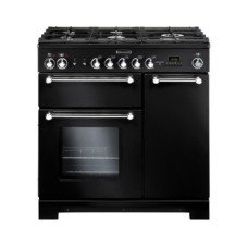 Range Cooker Electric Ceramic 900 mm Rangemaster Kitchener 90 Black finish chrome trim