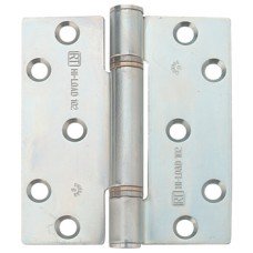 Butt Hinge Fixed Pin 3 Knuckle 100 x 88 mm Mild Steel Hi-Load Grade 13 BS EN 1935 Radius corners bright zinc