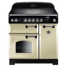 Range Cooker Electric Ceramic 900 mm Rangemaster Classic 90 Cream finish chrome trim