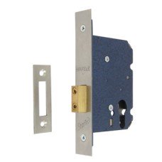 Modular Deadlock Case Mortice Cylinder Backset 45 mm case size 63 mm satin stainless steel