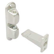 Door Holder Automatic Length 120 mm Steel Catch Aluminium Engaging Part Push to hold pull to release Silver stove enamelled
