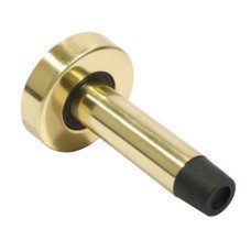 Door Stop Wall Mounted Overall Projection 86 mm Brass Rubber Buffer Concealed fixing rose Polished