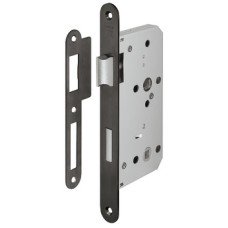 Bathroom Lock Mortice 78 mm Locking Centres Stainless Steel Startec For fire resistant/smoke control doors Backset 55 mm case size 84 mm radius forend graphic black PVD coated