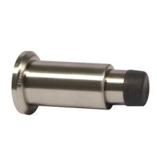 Door Stop Wall Mounted Overall Projection Adjustable 68-98 mm Brass Rubber Buffer Concealed fixing Satin chrome