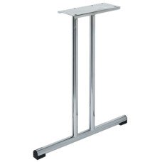 Table Fitting T-Frame Straight Foot Steel Chrome plated with black plastic glides Height 695 mm