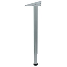 Single Leg with Screw on Plate Idea C With height adjustment Silver coloured RAL 9006 finish