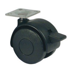 Swivel Twin Wheel Castor with Brake Ø 40-50 mm Hooded 38 mm Plate Fixing Wheel Ø 40 mm load capacity 35 kg