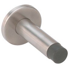 Door Stop Wall Mounted Overall Projection 82 mm Stainless Steel Rubber Buffer Concealed fixing rose Polished