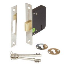 Deadlock Mortice 3 Lever Deadbolt Operated by Key Backset 45 mm case size 65 mm nickel plated