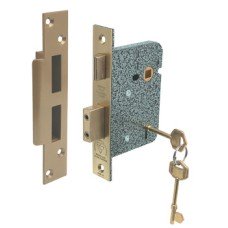 Sashlock 5 Lever Security Mortice Steel or Brass Standard sprung keyed to differ backset 45 mm case size 63 mm satin brass