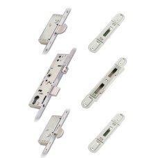 3 Point Hookbolt 35 mm with Lock Unit Centre Keep and Top/Bottom Keep Brass bolts zinc plated steel forend