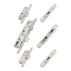 3 Point Deadbolt 35 mm with Lock Unit Centre Keep and Top/Bottom Keep Brass bolts zinc plated steel forend