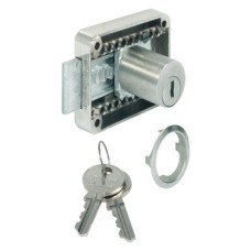 Rim Lock with Ø 22 mm Cylinder Adjustable Backset 15 - 40 mm Standard profile zinc alloy nickel plated matt Keyed to differ