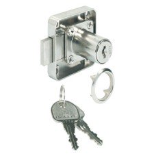 Dead bolt rim lock With fixed plate cylinder backset 25 mm Standard profile for series production of furniture Keyed different cylinder length 22 mm black key cap mounting: Drawer