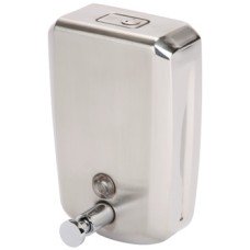Soap Dispenser for Wall Mounting Non-drip one shot action Satin stainless steel front with chrome sides