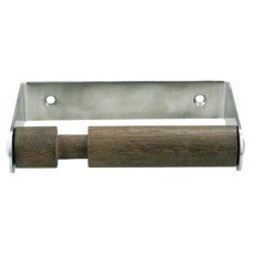 Toilet Roll Holder with Wooden Sprung Roller Cubicle Fittings Aluminium fittings for 17-21 mm board partitions Satin stainless steel finish