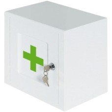 Lockable Medicine Cabinet White with Green Cross Logo Ninka Width 259 mm