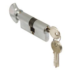 Profile Cylinder and Thumbturn Key One Side Turn the Other Brass Size: (A x B): 35 x 35 mm satin brass