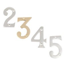 Numeral 0-9 Face Fixing 76 mm High Zinc Alloy Number: 0 polished brass