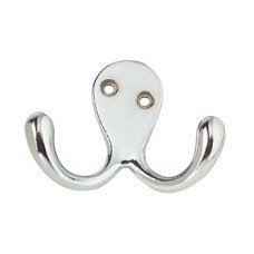 Coat Hook Double Zinc Alloy 25 x 56 mm Polished chrome finish