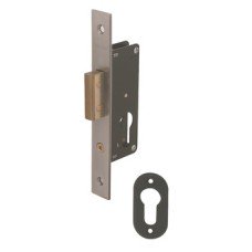 Deadlock Case Mortice Cylinder Narrow Stile Steel Stainless Steel Backset 20 mm case size 36 mm satin stainless steel