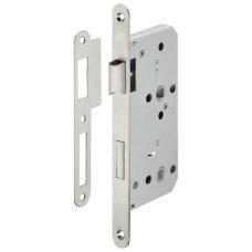 Bathroom Lock Mortice 78 mm Locking Centres Stainless Steel Startec For fire resistant/smoke control doors Backset 55 mm case size 84 mm radius forend satin stainless steel