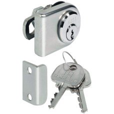 Glass Door Cylinder Lever Lock with Nut Attachment for Glass Panels from 4-10 mm With straight locking cam Closure direction 90° A (D F G)  keyed alike: key change H1 matt nickel plated