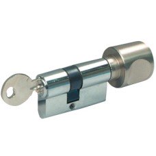 Cylinder with Key and Turn Metalglas Cylinder length 48 mm Satin chrome plated finish