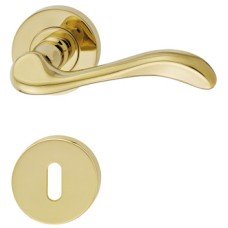 Lever Handle Set 304 Stainless Steel HL10 Häfele Pair of lever handles and roses With standard keyway escutcheon polished