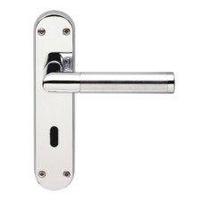 Lever Handles Mitred on Backplates for Lever Lock Standard Keyway Brass Polished/satin chrome