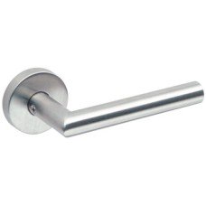 Lever Handles on Round Roses Straight Ø 19 mm 316 Stainless Steel Satin