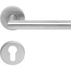 Lever Handles Shaped on Round Roses 304 Stainless Steel Tessa Startec Pair of lever handles and roses Satin