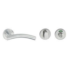 Lever Handle Set 304 Stainless Steel HL03 Häfele Pair of lever handles and roses With WC release and inside turn polished