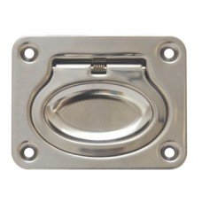 Flush Ring Pull Handle Sprung 75 x 58 mm Stainless Steel Ideal for sheet metal applications Polished